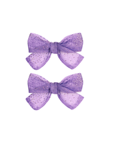 Purple Tulle Bow Clips